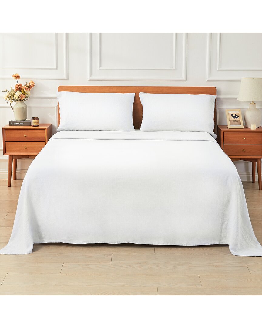 Melange Mélange Home European Linen Sheet Set In White