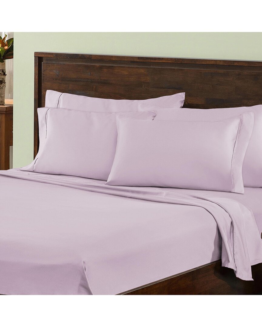 Superior Premium Plush 1000 Thread Count Cotton Rich Solid Deep Pocket Bed Sheet Set In Purple