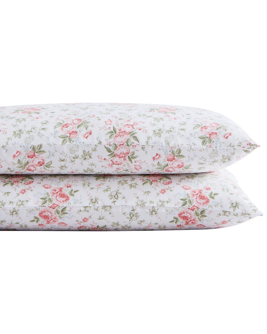 Laura Ashley Lilian Set Of 2 Sateen Pillowcases In Red
