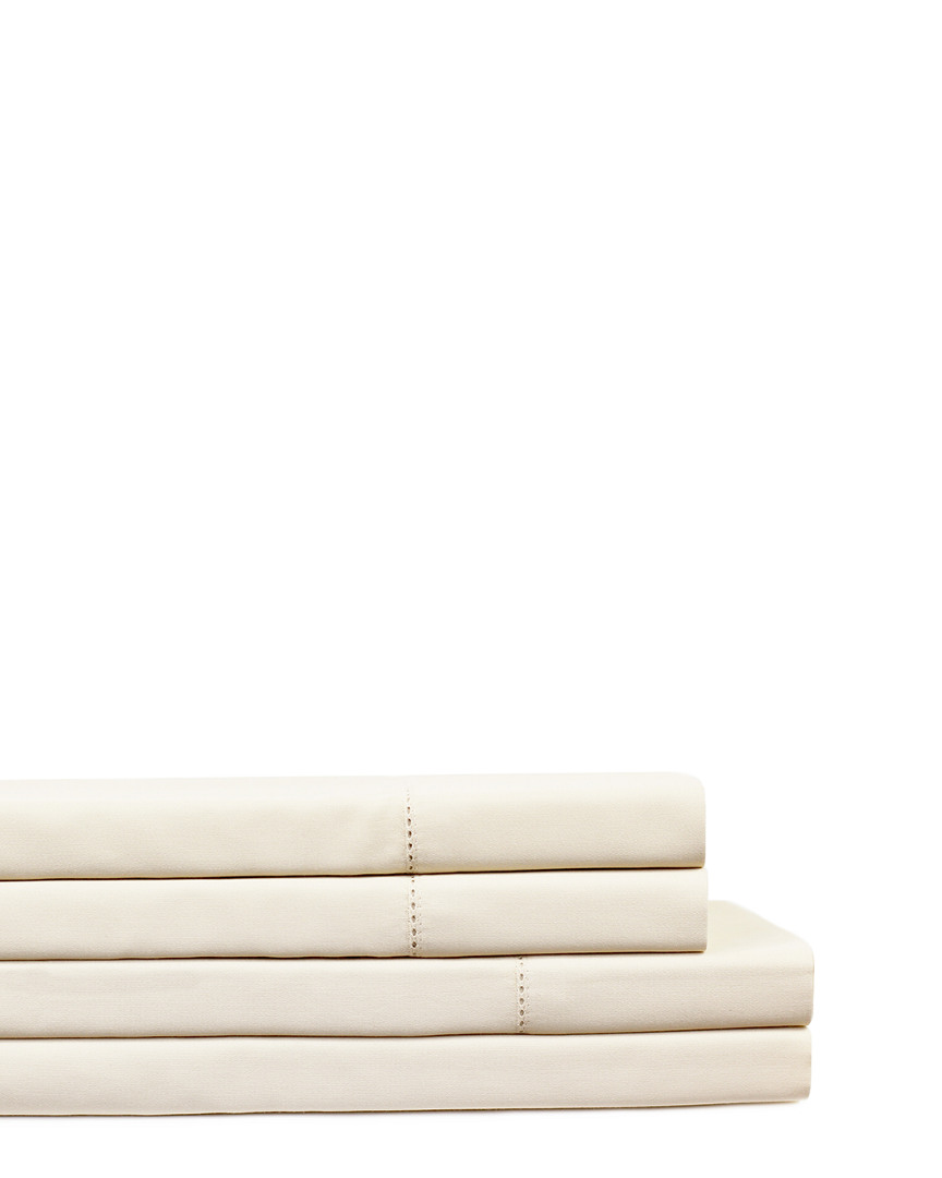 Melange 400tc Hems Supima Cotton Sheet Set In Ivory