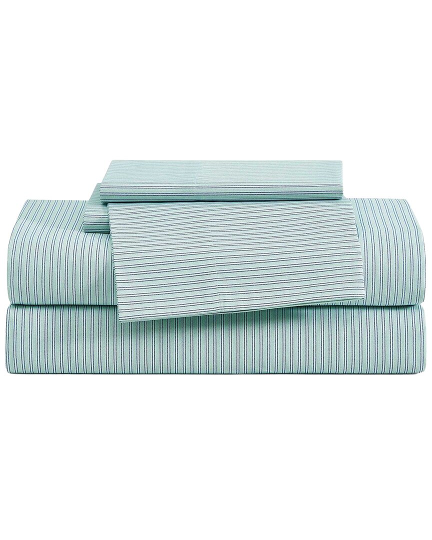 Tommy Hilfiger Highland Ticking Stripe Cotton Percale Sheet Set In Blue