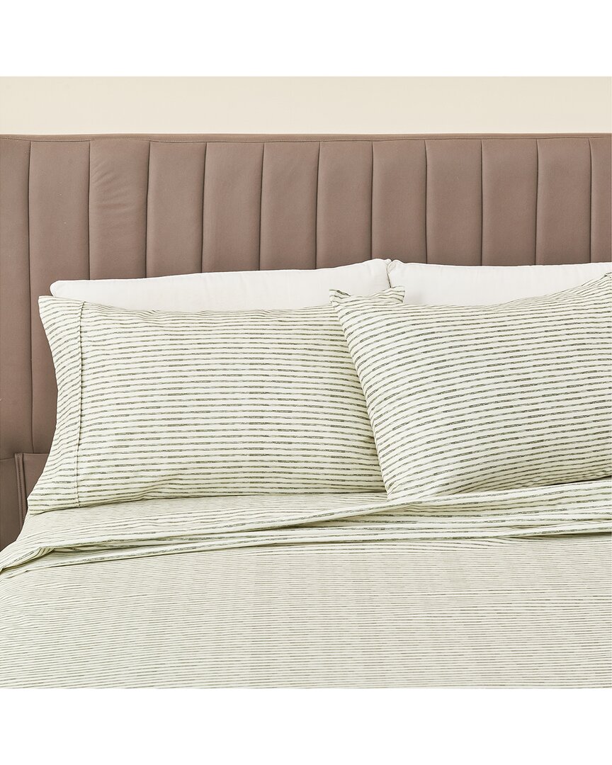 Linery & Co . Evette Ultra-soft Striped Brushed Sheet Set In Neutral