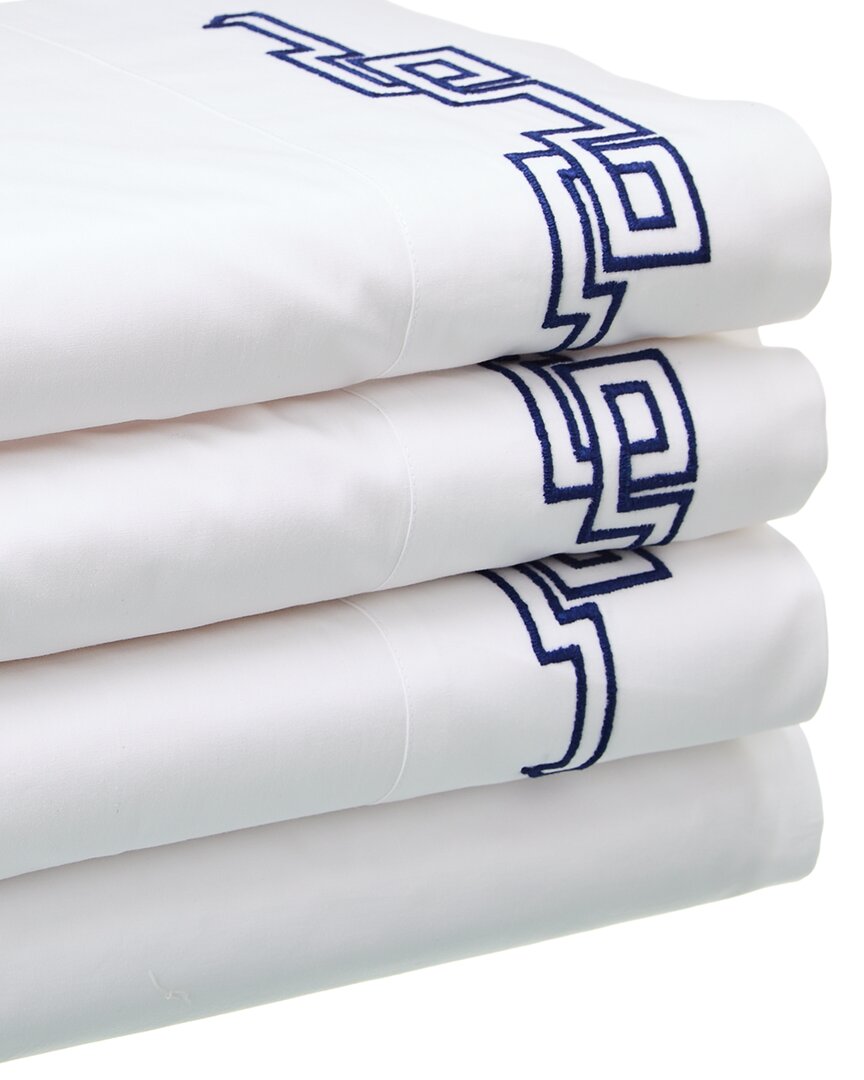 Dea Italian Linens Sinfonia Toscana Greek Embroidered Sheet Set In White