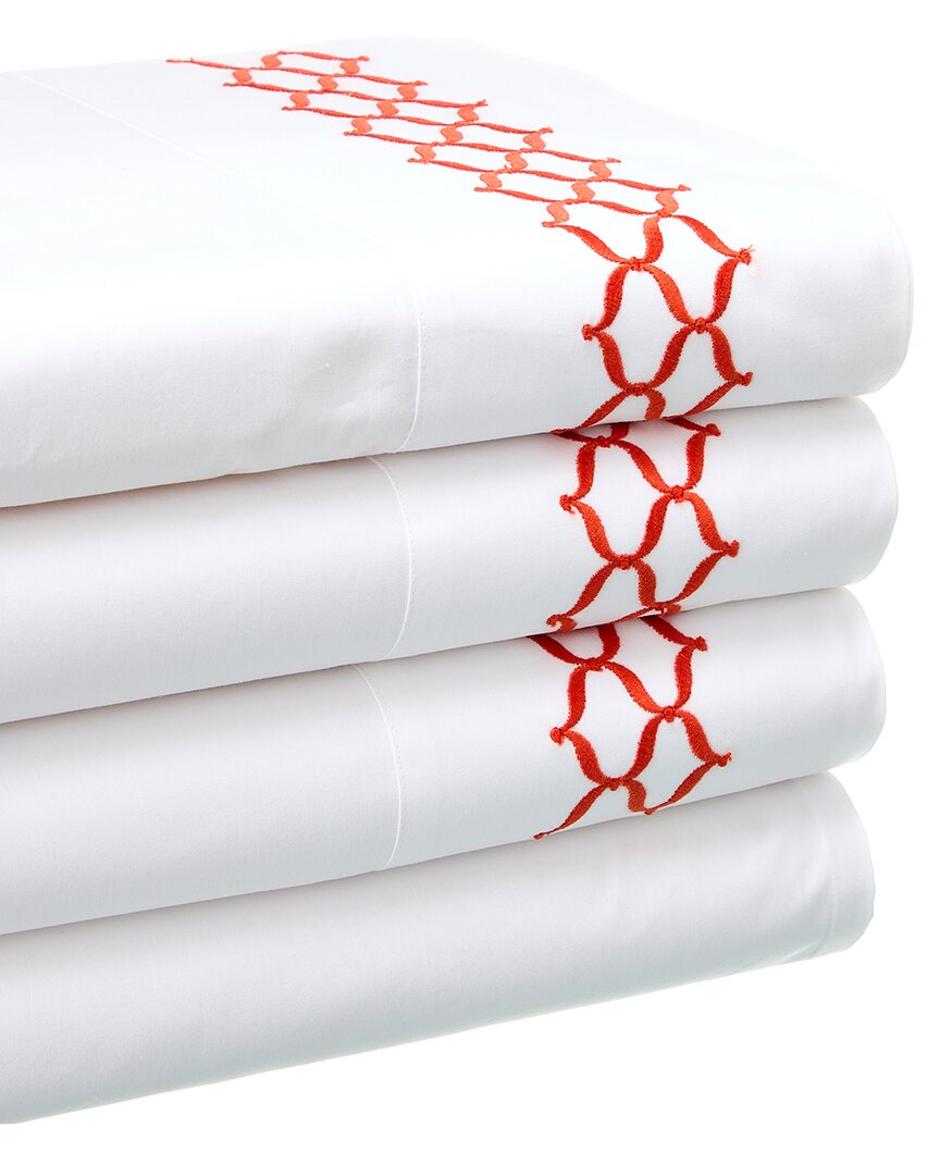 Shop Dea Italian Linens Sinfonia Toscana Virgina Embroidered Sheet Set In White