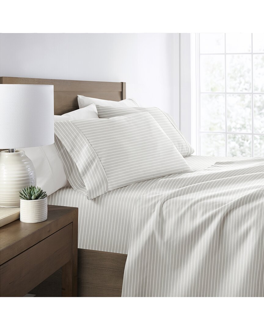 Home Collection Soft Lines Patterned Ultra-soft Bed Sheet Set In White