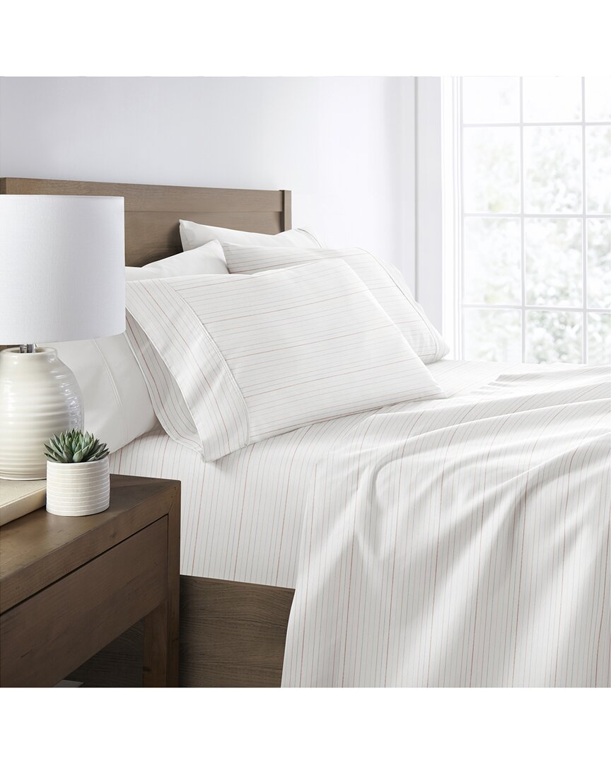 Home Collection Soft Lines Patterned Ultra-soft Bed Sheet Set In White
