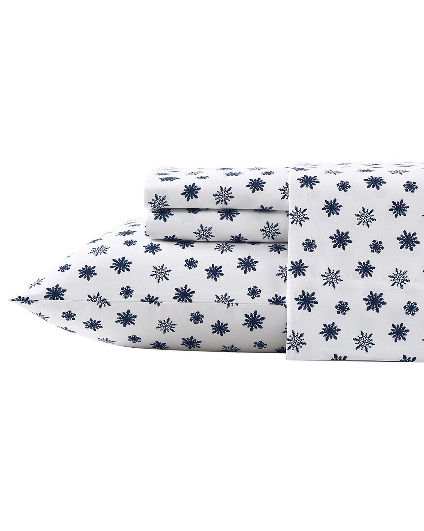 Nautica Snowflake Toss Poly Flannel Sheet Set In White