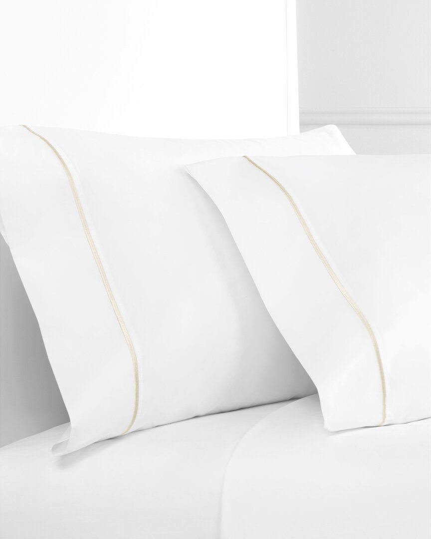 Melange Home Mélange Home 300tc Percale Cotton Single Marrow Embroidered Pillowcases In White