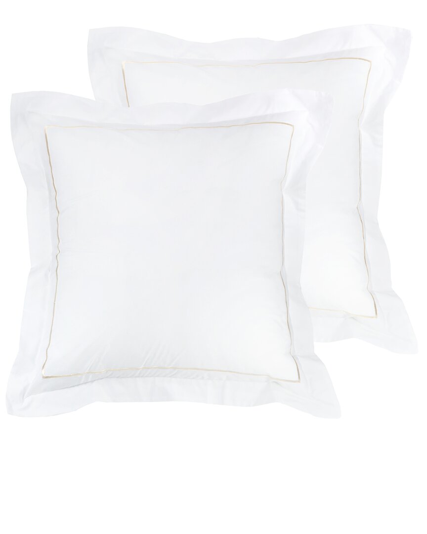 Melange Home Mélange Home 300tc Percale Cotton Single Marrow Embroidered Shams In White