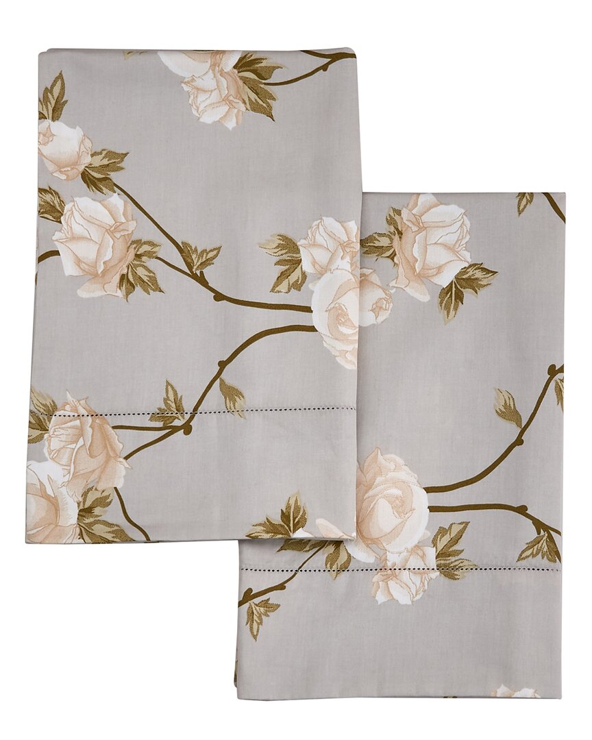 Melange Mélange Home 400tc Sateen Cotton Alabaster Rose Pillowcases In White
