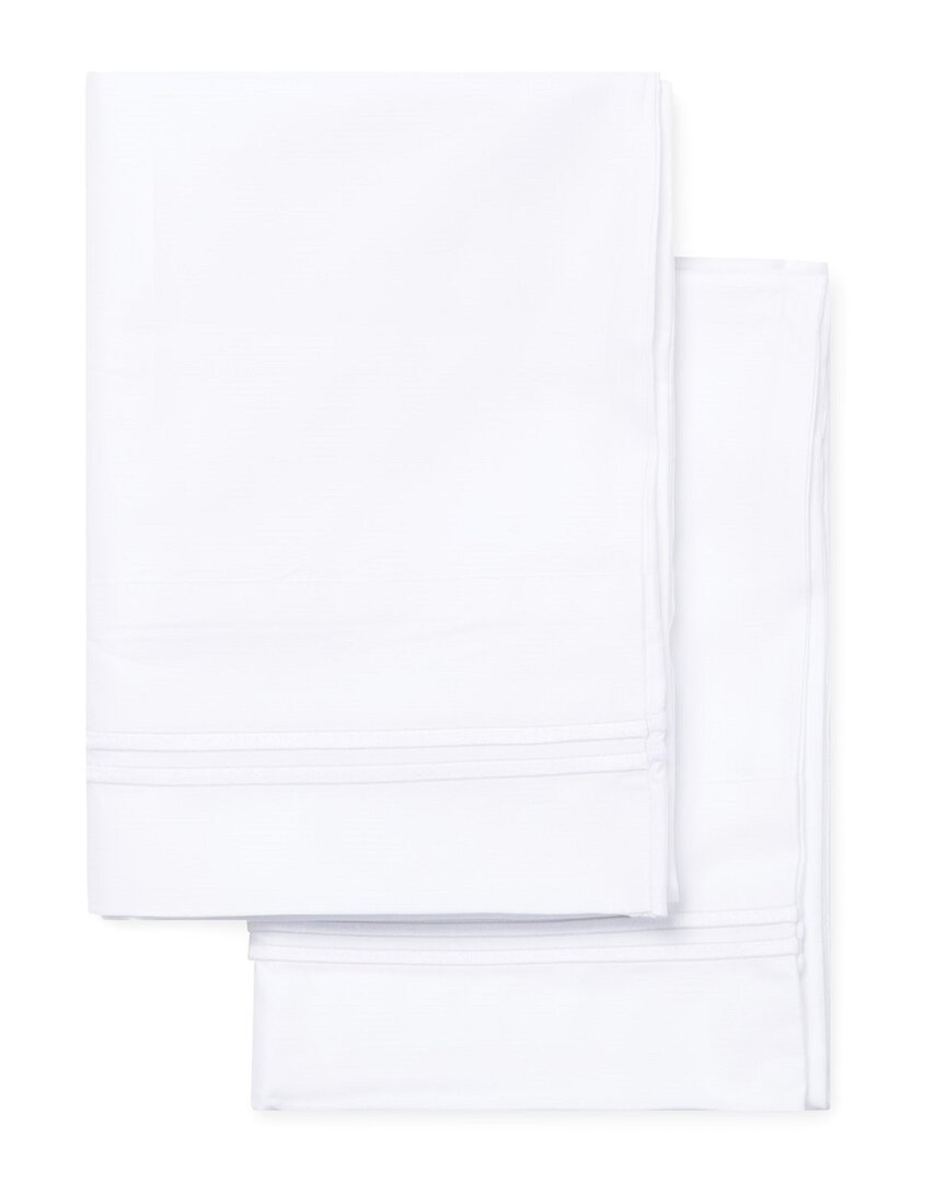 Melange Home Mélange Home 600tc Sateen Cotton 2 Stripe Embroidered Pillowcases In White