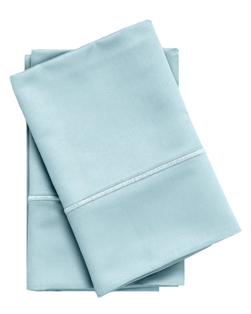Superior 650 Thread Count Embroidered Egyptian Cotton Set Of 2 Pillow Cases In Green
