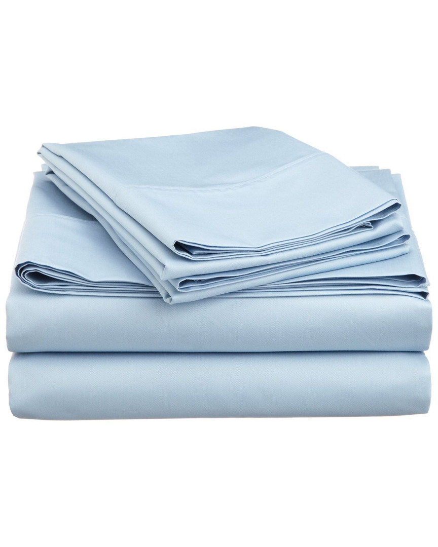 Superior 600tc Solid Cotton Sheet Set In Blue