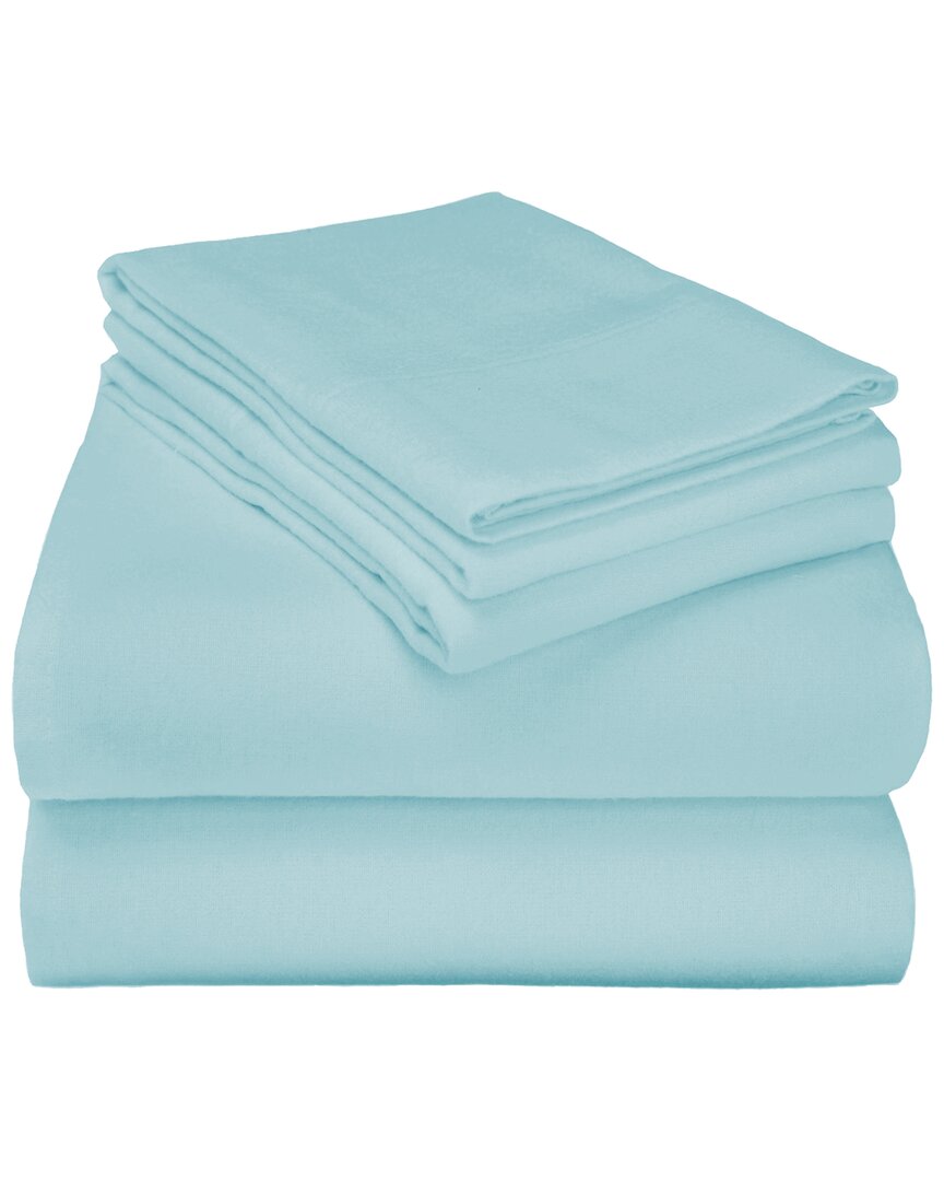 Superior Flannel Deep Pocket Solid Sheet Set In Blue