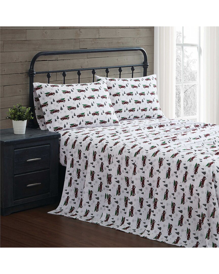 Truly Soft Holiday Truck Flannel Sheet Set