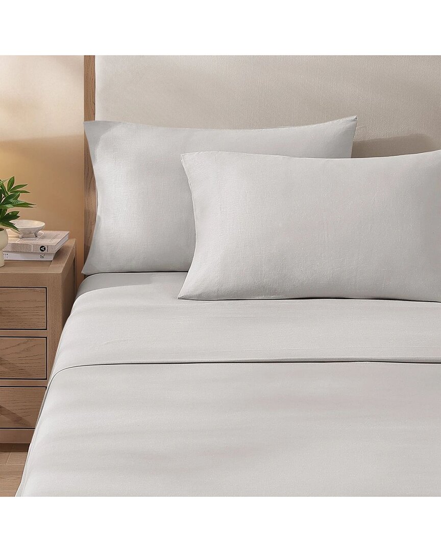 Pure Parima Egyptian Cotton-european Linen Sheet Set In Gray