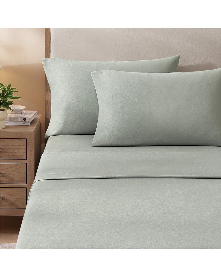 Pure Parima Egyptian Cotton-european Linen Sheet Set In Green