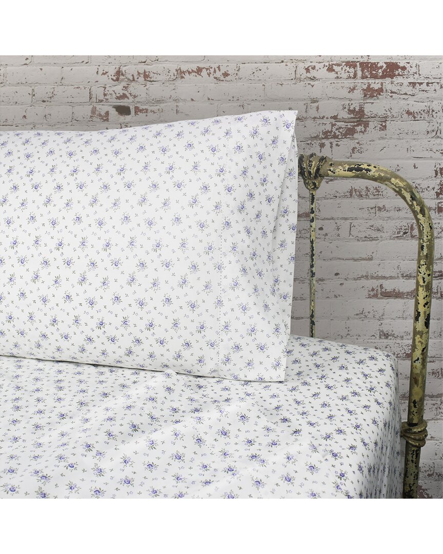 Melange Home Set Of Two 200 Thread Count Cotton Percale La Fleur Pillowcases In Blue
