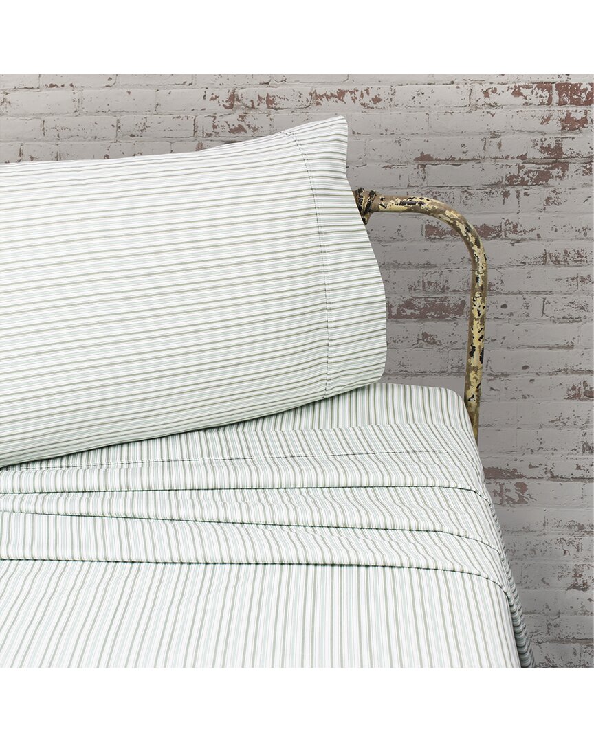 Melange Home Mélange Home Set Of Two 200tc Cotton Percale Shirt Stripe Pillowcases In White