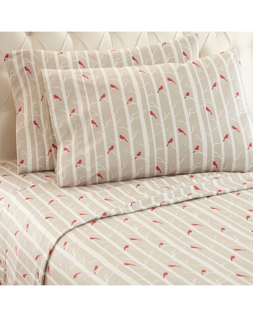 Shavel Home Products 150tc Micro Flannel¨ Printed Deep-pocket Sheet Set In Neutral