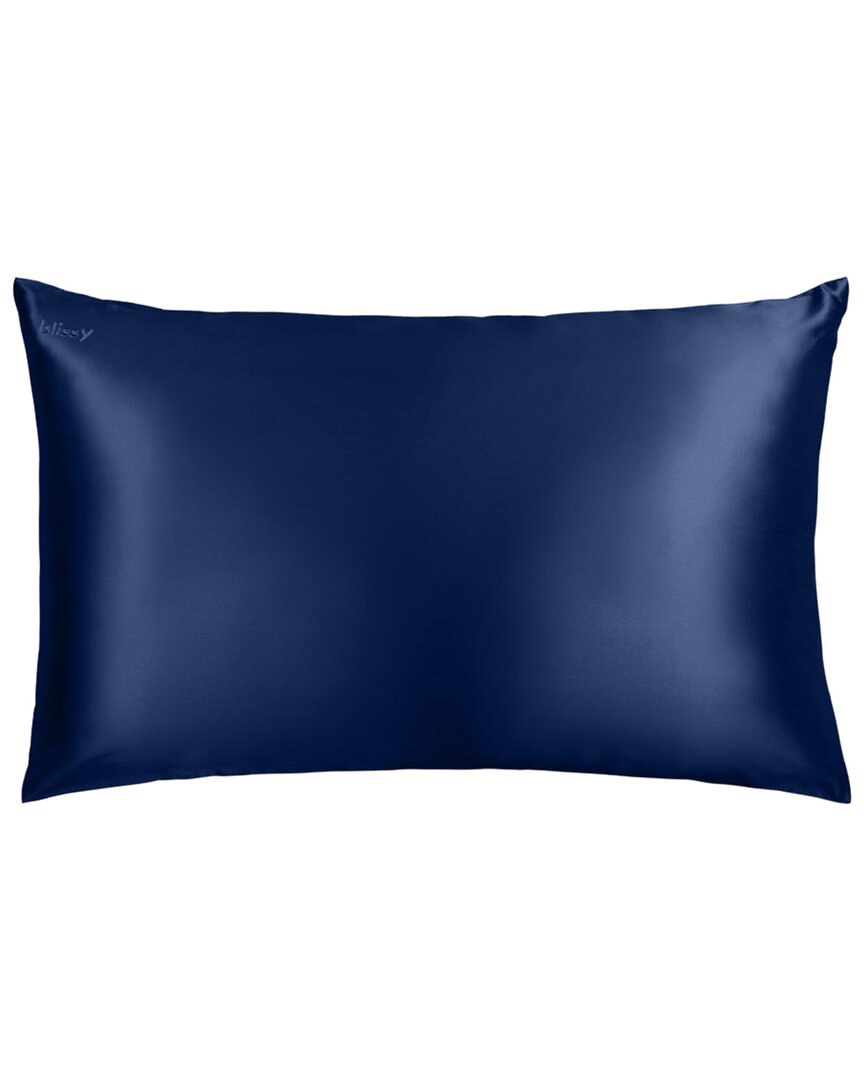 Blissy 100% Mulberry Silk Pillowcase In Blue