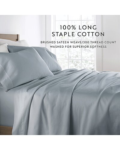 Home Collection 300 Thread Count Solid Brushed & Washed Cotton Sheet Set as seen on Access Hollywood/ GILT deals

