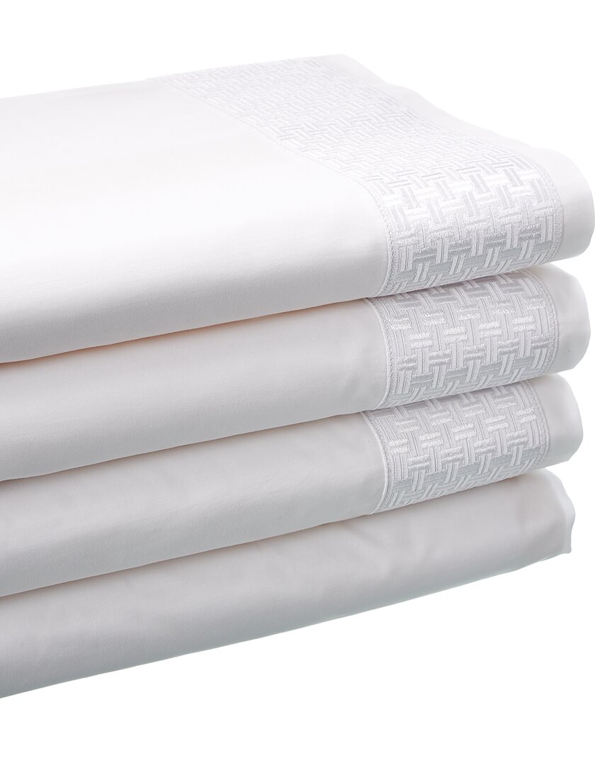 Shop Maurizio Italy Basket Weave Sheet Set In White