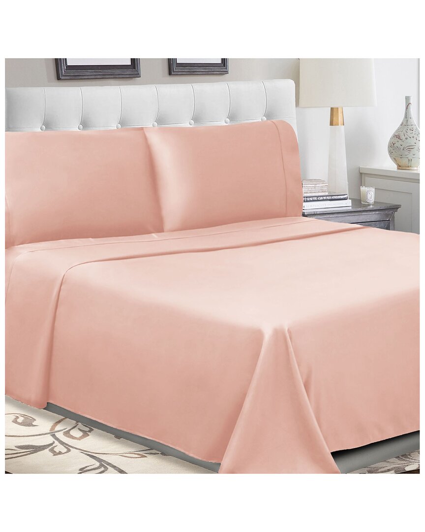 Superior Solid 300 Thread Count Percale Deep Pocket Sheet Set In Blush