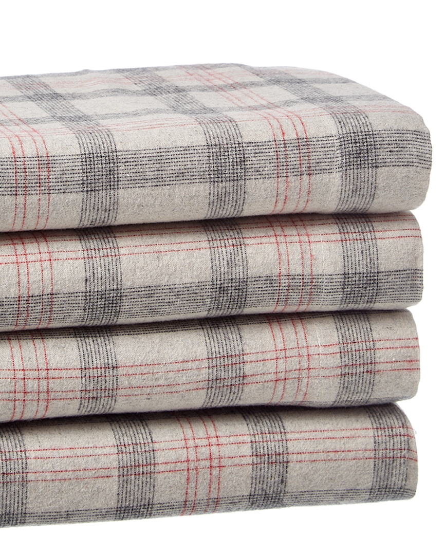 Belle Epoque Discontinued  Plaid Flannel Grey Red Sheet Set