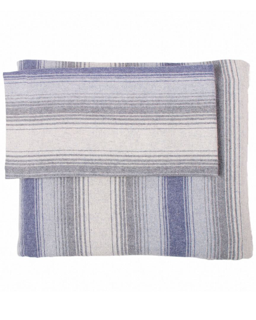 Belle Epoque Stripe Flannel Blue Grey Sheet Set