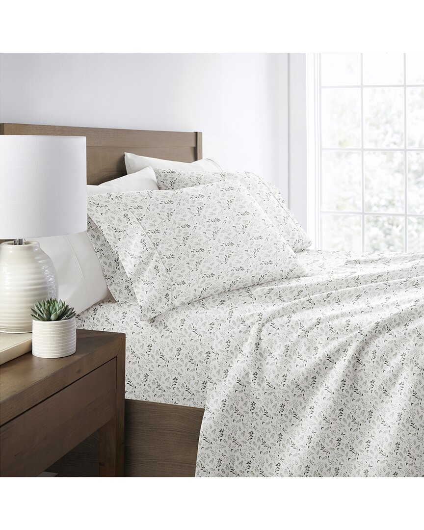 Shop Home Collection Delicate Blossoms Patterned Ultra-soft Bed Sheet Set In Green