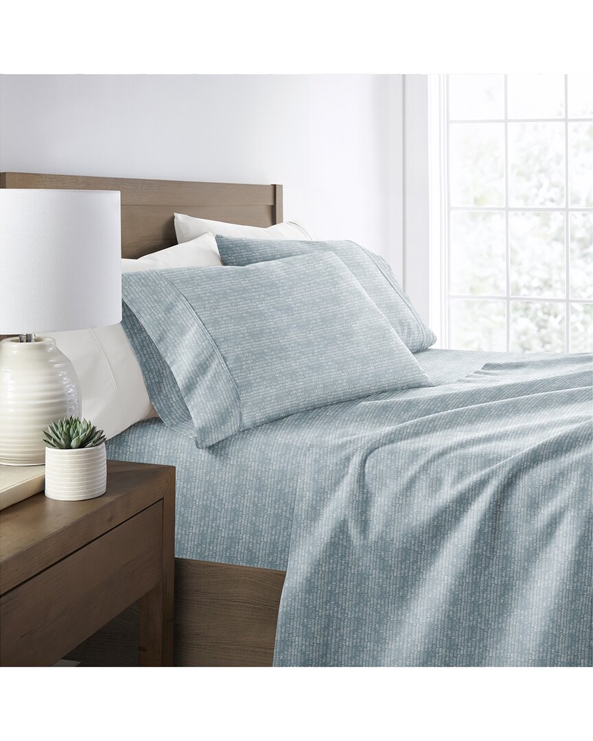 Shop Home Collection Soft Lines Patterned Ultra-soft Bed Sheet Set In Blue
