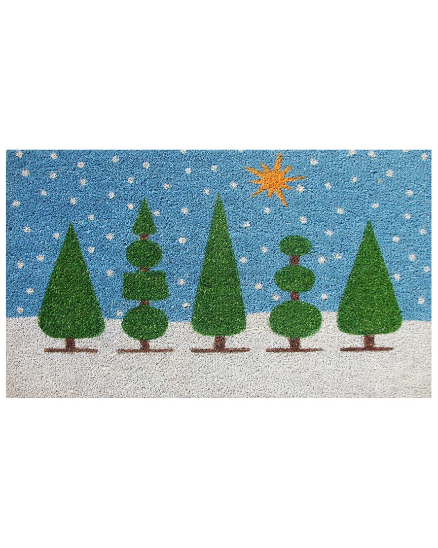 Home & More Topiary Christmas Doormat In Blue