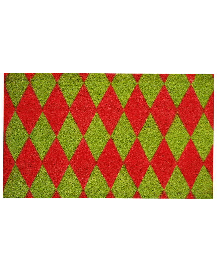 Home & More Christmas Argyle Doormat In Green