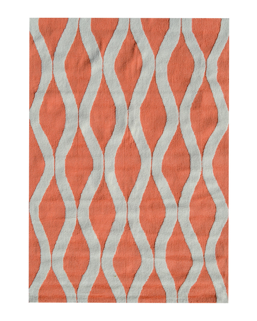 Pop Accents Squiggle Hand-hooked Rug In Orange