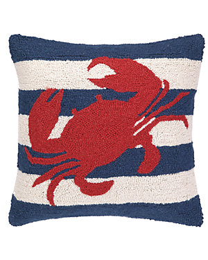 "Crab with Stripes" Hand-Hooked Decorative Pillow