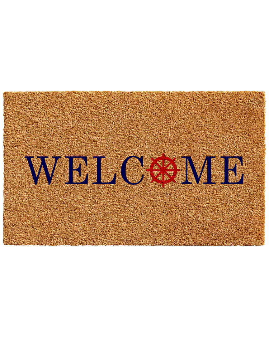 Home & More Ships Wheel Welcome Doormat In Brown