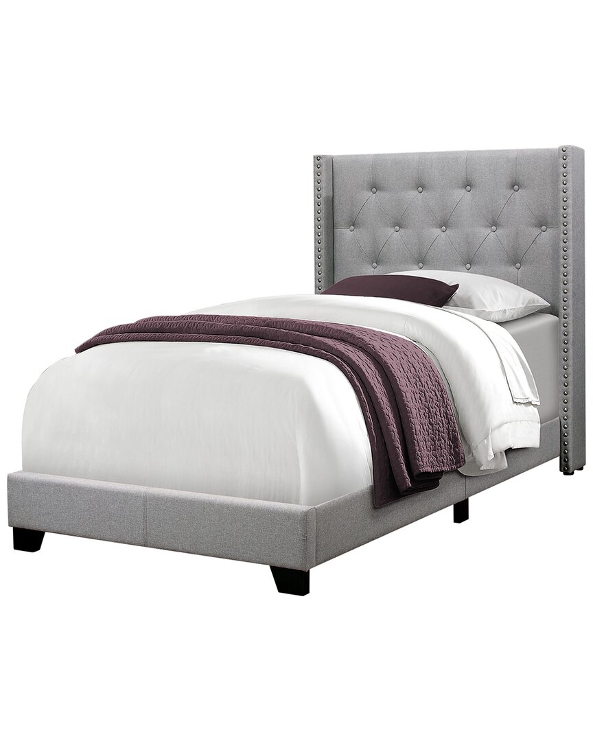 Monarch Specialties Linen Bed In Grey