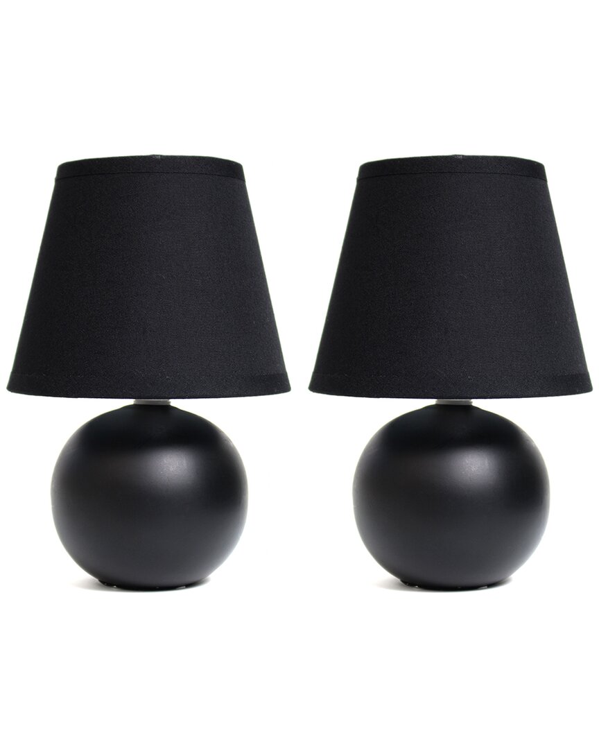 Lalia Home Laila Home Mini Ceramic Globe Table Lamp 2pk Set In Black