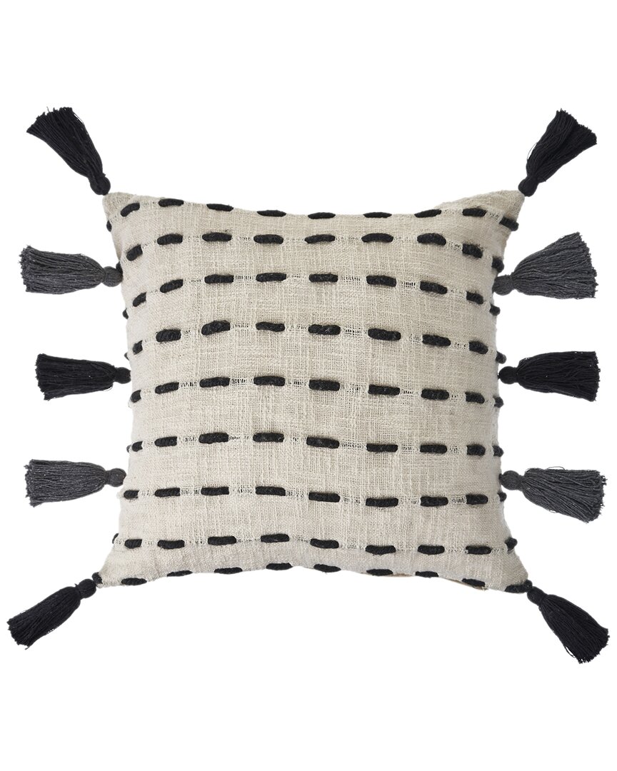 Lr Home Hailey Tasseled Modern Throw Pillow In Black