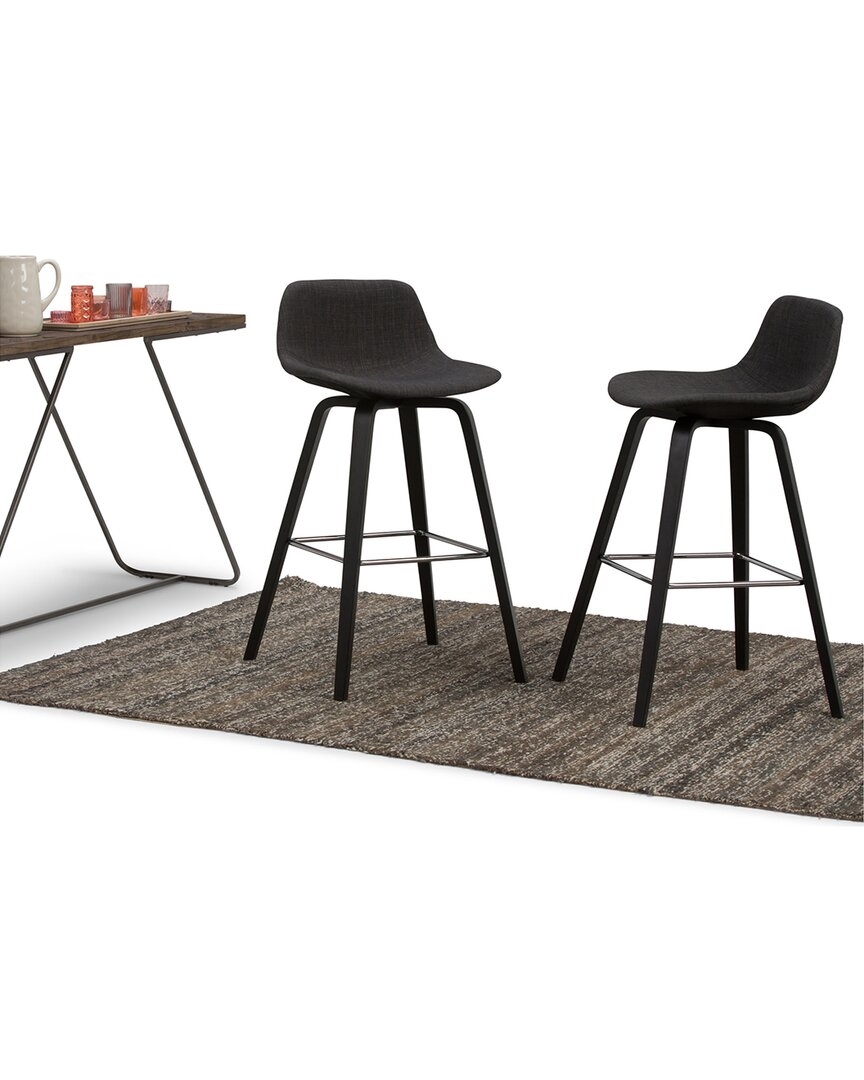 Simpli Home Set Of 2 Randolph Mid Century Modern 28in Bentwood Counter/ Bar Height Stools In Black