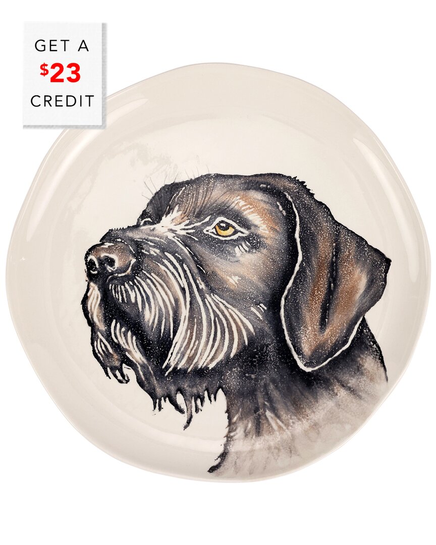 Vietri Cacciatore Spinone Italiano Medium Round Platter With $20 Credit