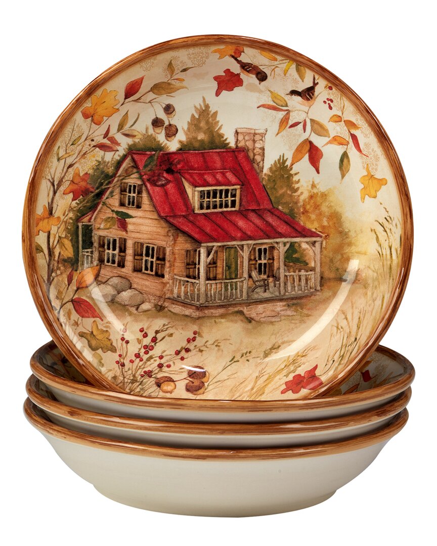 Certified International Pine Forest Set Of 4 Soup Bowl