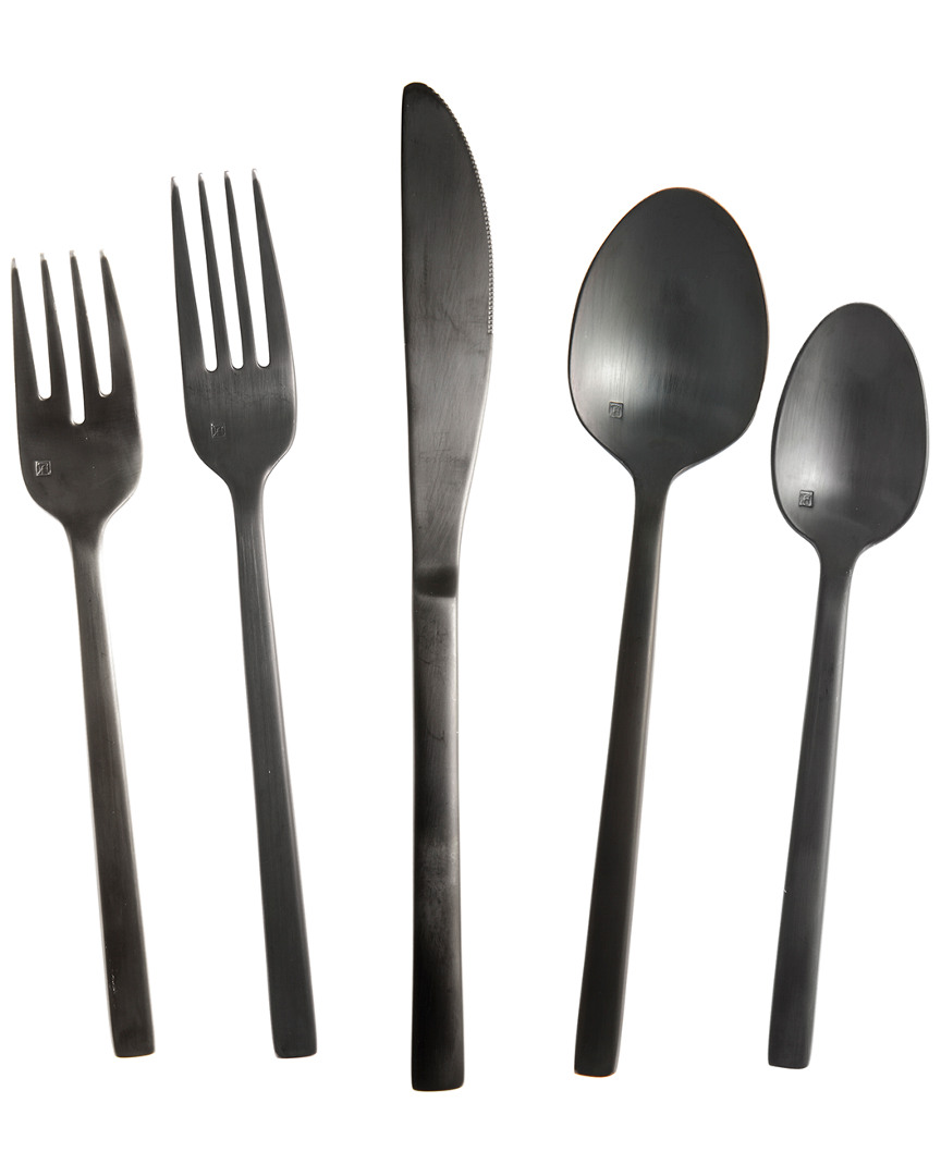 Shop Fortessa Arezzo Brushed Black 5pc Place Setting