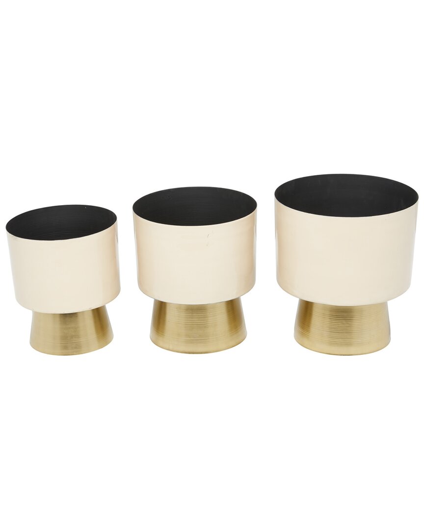 Cosmoliving By Cosmopolitan Set Of 3 Modern Planters In Cream