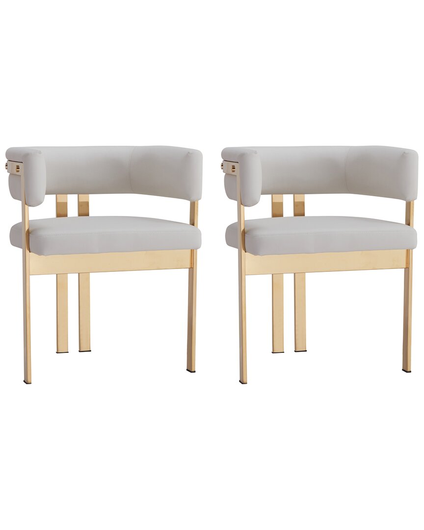 Infinity Set Of 2 Luxurious Faux Leather Dining Room Chairs In White