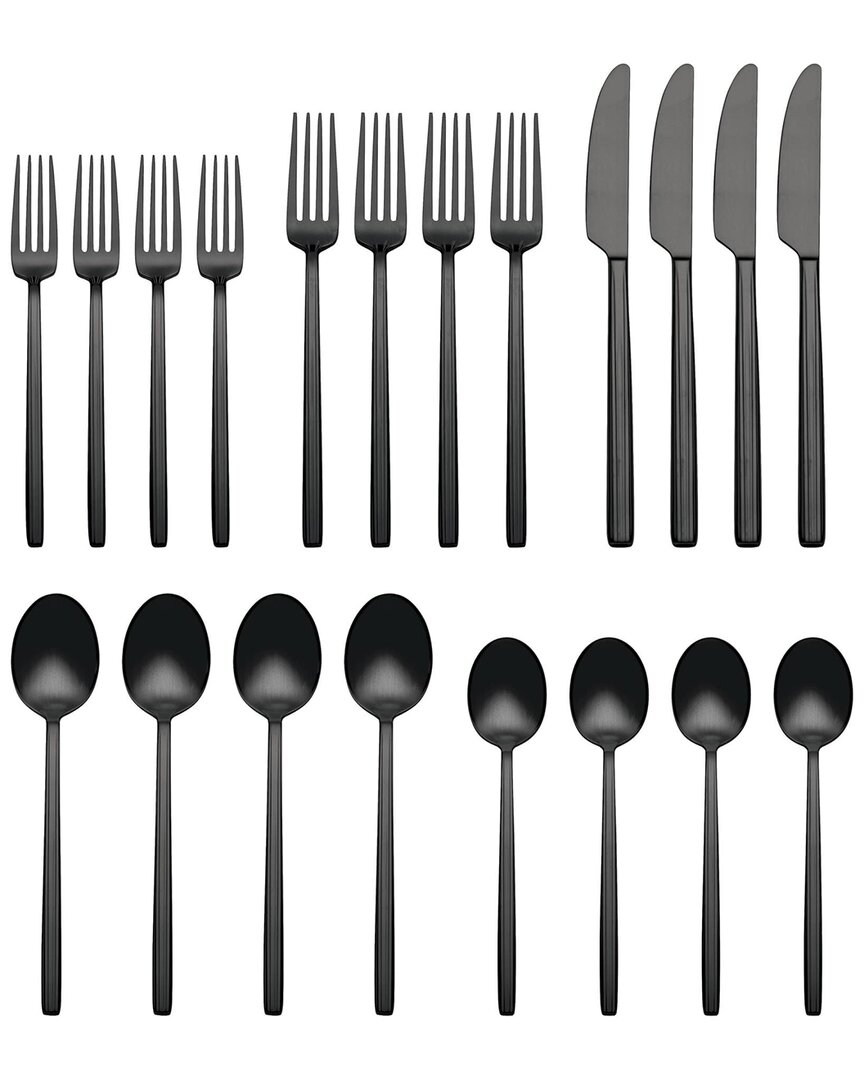 Oneida Dean Satin Black 20 Piece Flatware Set