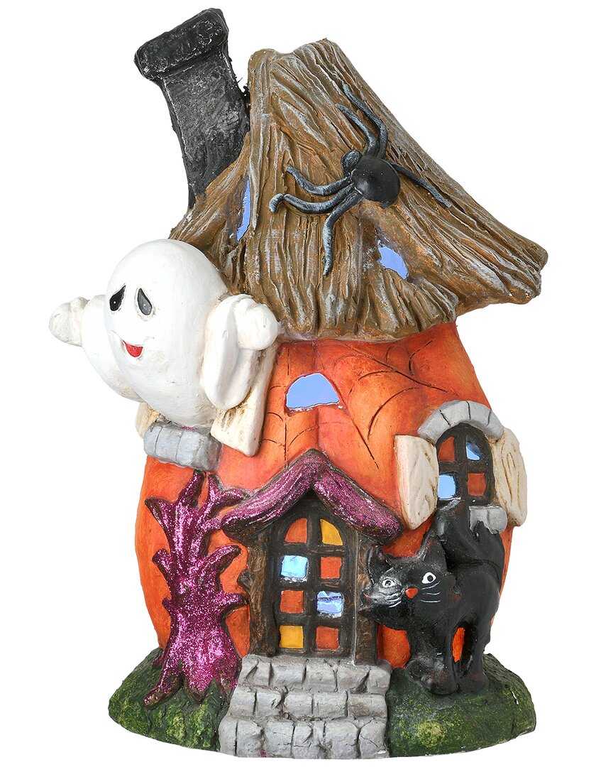 National Tree Company 18 Pumpkin Haunted House With Led Light In Orange
