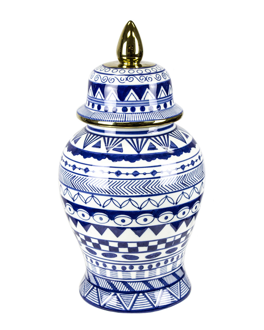 Sagebrook Home White & Blue Temple Jar