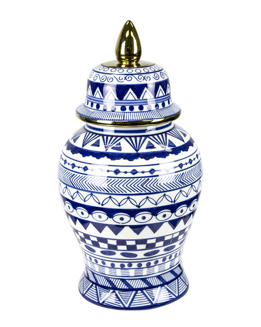 Sagebrook Home White & Blue Temple Jar